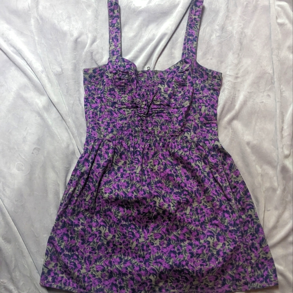 Free People Purple Floral Corset Mini Dress with Pockets - Size S - MAKE OFFER!